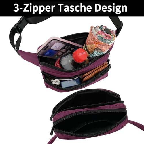 IHIGOGOFA Bumbags Waist Fanny Pack Fashion Bum Bag with 30cm Extended Belt for Dog Walking Climbing Hiking Travel Cycling Girls Ladies Men Women (Purple) — view 4
