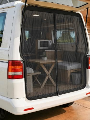Mosquito Net Travel Magnetic for VW T5/T6 Tailgate, 151 x 194 cm Insect Protection with Two-Way Zip, Camper Accessories for Back Door, for Sliding Door and Camping (Back)