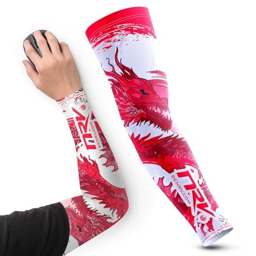 NRV Gaming Compression Sleeve - Edition Dragon - Optimize Your Game with Comfort and Style - Designed by Professional Players - Durable, Breathable and Friction Free, red, XL