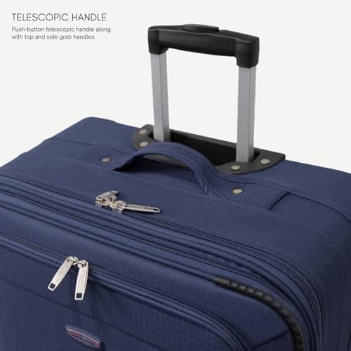 ARIANA® Lightweight Hand Luggage Cabin Size Trolley Suitcase Easyjet Underseat Cabin Carry On Travel Bag 45x36x20cm (Navy) — view 6