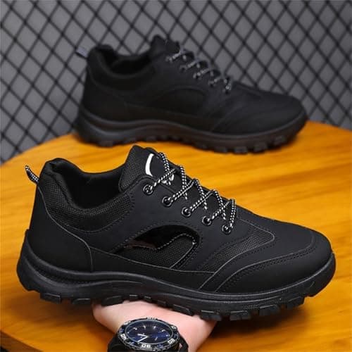 ofeirhz Mens Hiking Shoes - Rubber Sole With Arch Support Wide Fit Outdoor Sports Shoes - Breathable Slip On Lightweight - Comfort Soft Soled Work Shoes - Wear Resistant Simple Features Walking Shoes — view 5