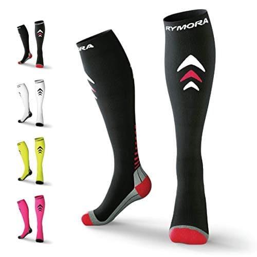 Compression Socks for Men and Women (Pair) (Cushioned) (Black) (Large) [L]