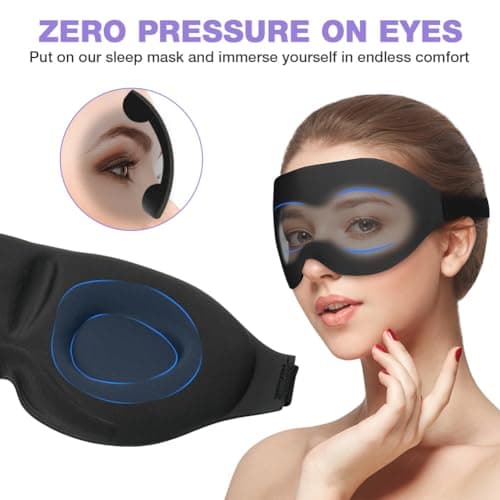 URAQT 100% Blackout Sleep Masks, 2PCS 3D Adjustable Deep Eye Mask, Zero Pressure Sleeping Eye Mask, Ergonomic Design, Unisex for Sleeping, Nap, Travel — view 4