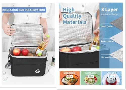 5.7L Family Picnic Cooler Bag Thermal Lunch Bag Cooling Bag for Work Beach Picnic Camping Keep Food Warm or Cold Insulated Cooling Bag for Camping,BBQ,Family,Car and Outdoor Activities — view 4