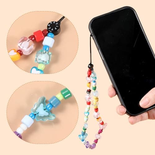 Shimmeroo Rainbow Beaded phone charms, Butterfly Acrylic Phone Wrist Strap — view 4
