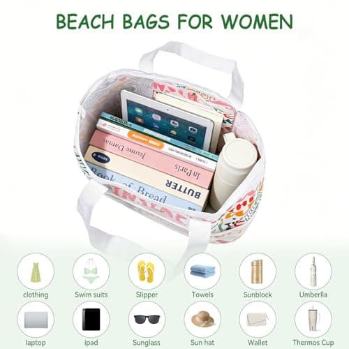 MOFASVIGI Waterproof Mesh Beach Bag Women with Pockets Foldable — view 6