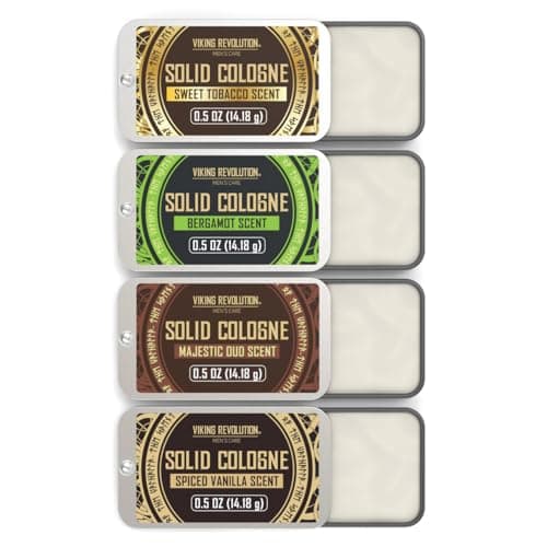 Viking Revolution - Cologne For Men - Mens Cologne - Solid Cologne Men with Spiced Vanilla, Sweet Tobacco, Majestic Oud, Bergamot - Gifts for Men - 4 Pack - 4 x 14 g