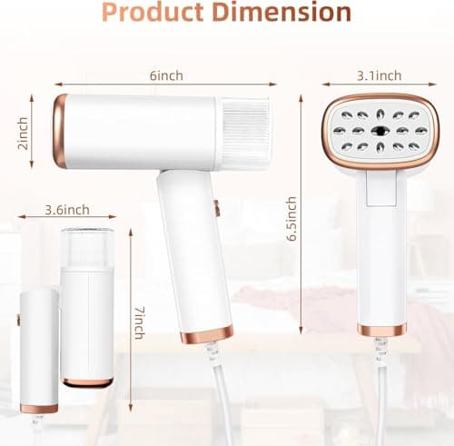 Lanboo Clothes Steamer, Foldable Lightweight Travel Steamer for Home&Office, Handheld Portable 20s Fast Heat-Up Wrinkle Remover with Brush, Detachable 120ml Water Tank & Anti-Leak Design — view 3
