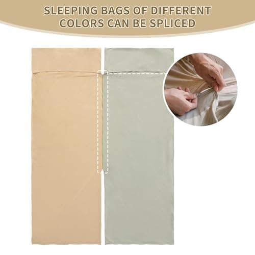 Naturehike Cotton Sleeping Bag Liner 210 x 75 cm, Cotton Travel Sheet Camping Sleep Bag Liner with Pillow Slot, Portable Lightweight Backpacking Essentials for Camping Hostels Picnic Hiking (Cream) — view 3