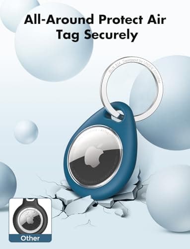 UNBREAKcable 360° Protective Case for AirTag (1st & 2nd Generation) [4 Pack], TPU Full Cover Keyring Holder with 304 Stainless Steel Keychain, Scratch-Resistant Design for Keys, Bags, Luggage — view 4