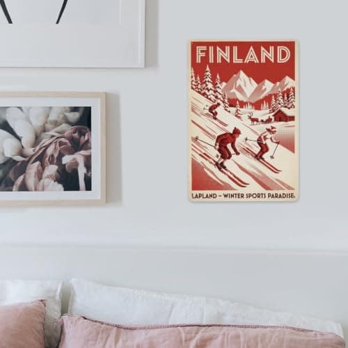 Lapland Skiing Mountain Winter Travel Sports Metal Tin Sign — view 3
