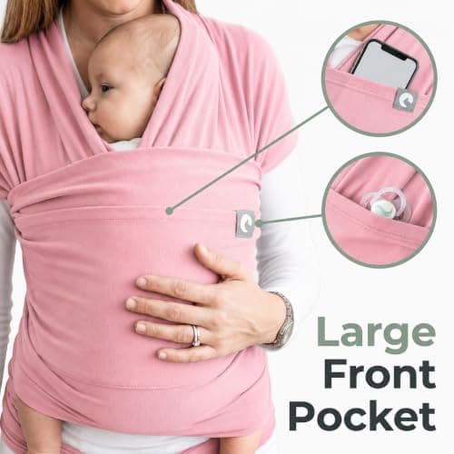 Trekki Pocket Wrap™ Baby Sling Carrier, Newborn to Toddler, Rose — view 6