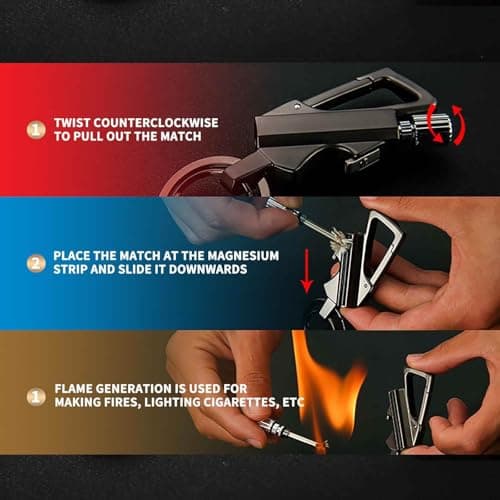 Permanent Match Infinity Lighter with Multitool Keychain, 3 in 1 Keychain Lighter, Metal Unlimited Waterproof Matches, Bottle Opener, Men Gifts (Gold) — view 6