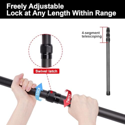 Tent Pole Carbon Fiber, Telescopic Tarp Poles 1.7M, Camping Adjustable Tarp Poles, Extendable Tent Poles 56-170cm, Awning Poles for Camping, Backpacking, Hiking, Canopy & Outdoor Shelter(Set of 2) — view 4