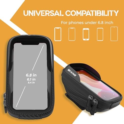 Byking Bike Phone Mount Waterproof Phone Holder for Bike Under 6.8" Smartphones, Phone Holder Bag, Universal Cycling Gifts for Men, Bicycle Accessories Bicycle Phone Holder Waterproof. — view 2