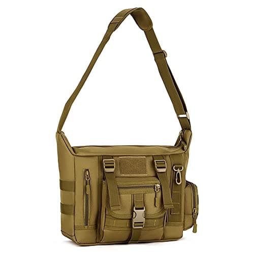 HUNTVP Messenger Bag, Tactical Cross Body Laptop Bag Men Military Shoulder Bags for Men Women Work Travelling Camping Hiking Outdoor (Brown)