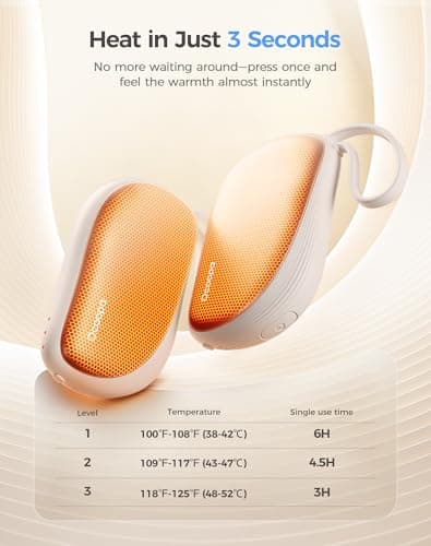 OCOOPA Rechargeable Hand Warmers 2 Pack, 0.6'' Ultra Slim, Fits in Gloves & Pockets, UL Certified, 3 Levels Heating Electric USB Hand Warmer, Gifts for Women Men Her Mum, UT5 Sway — view 4