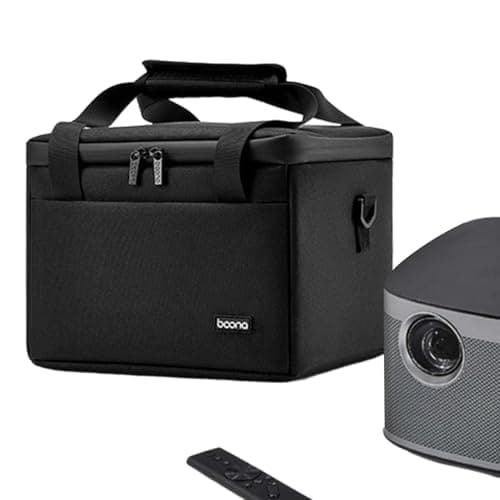 Ronyme Projector Storage Bag Hard Travel Case Scratch Resistant with Handle Portable with Pockets Sturdy Stylish Travel Carrying Bag, Black — view 4