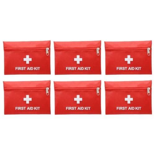 Hodeacc 6 Pack Empty First Aid Bag Mini Medical Kit Pouch Travel Essentials 7.87x5.51 inches Medicine Storage Bag for Car, Home, Camping, Hiking, Office, Outdoors (Bag Only)