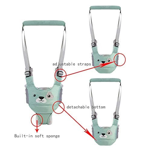 Felly Baby Walker Harness, Baby Walking Assistant Helper Kid Toddler Safe Walking Breathable Safety Belt for Children, Infant, Gift for Baby Shower, Adjustable (Green) — view 4