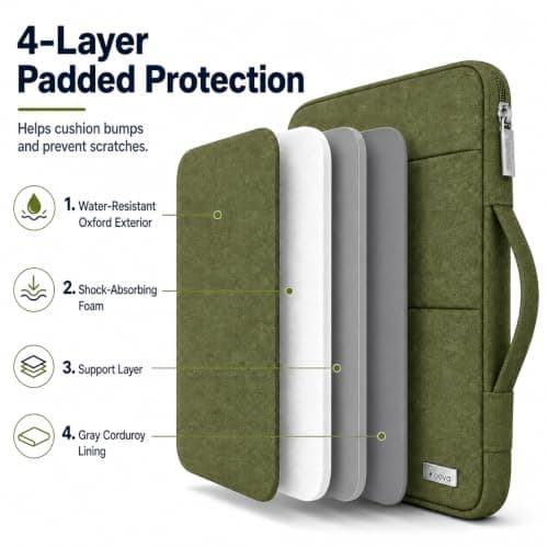 Voova Laptop Sleeve 14-15 Inch, Laptop Case for MacBook Air 15, Army Green — view 3