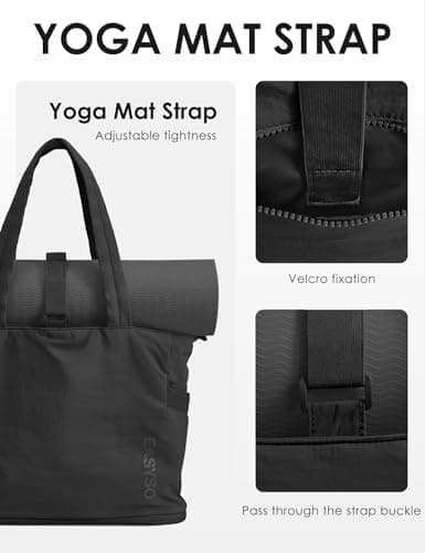 EASYSO Tote Bag for Women Expandable Nylon Shoulder Bags with Yoga Mat Strap for Travel Work School Gym — view 6