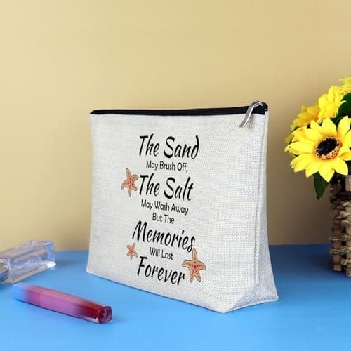 Summer Beach Makeup Bag Beach Lover Gifts for Women Inspirational Gifts for Her Cosmetic Bag Summer Themed Zipper Travel Pouch Birthday Graduation Gift for Friends Sister Besties Teacher Coworker — view 6