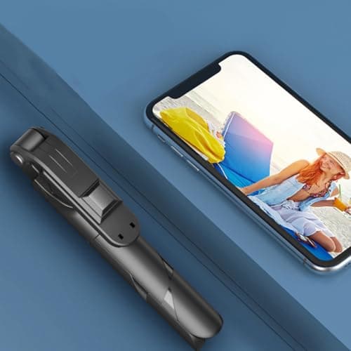 PACKOVE Cellphone Gimbal Stabilizer Selfie Stick, Multi-function Phone Live Streaming Tripod, Telescopic Foldable Wireless Connection, Abs Aluminium Alloy, Black, 1m, for Hiking Travel — view 6