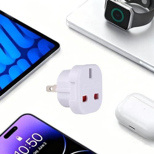 3 Pack UK to US Plug Adaptor, Thailand Travel Adapter, 3 Pin to 2 Pin USA Travel Adapter, Travel Adaptor from UK To USA, Thailand, Mexico, Canada, Colombia, White (Type A) — view 3