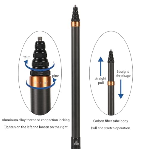 3 meters Invisible Selfie Stick for Insta360 Carbon Fiber Invisible Ultra Long Extension Stick Portable Extendable Monopod Pole Adjustable Selfie Extension Pole for Insta360 Panoramic Action Cameras — view 4