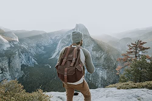 GOOTIUM Canvas Backpack - Vintage Outdoor Rucksack Travel Day Pack, Coffee — view 2
