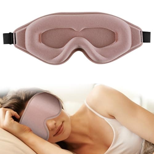 WLLHYF Silk Sleep Mask, 3D Stereo Deep Sleep Eye Mask Comfortable Adjustable Cute Block Out Light Eye Covers for Man and Woman All Night Sleep (Rose Gold)
