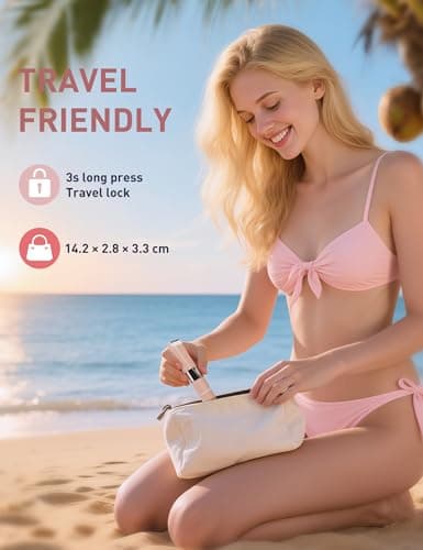 Bikini Trimmer Women 2-in-1 Facial Hair Remover for Women,USB Razors Woman,Dual Head Shaver Women with Light for Intimate,Lady Shavers for Woman Pubic Hair for Lip Underarm Body,Travel Lock,Salt Pink — view 5