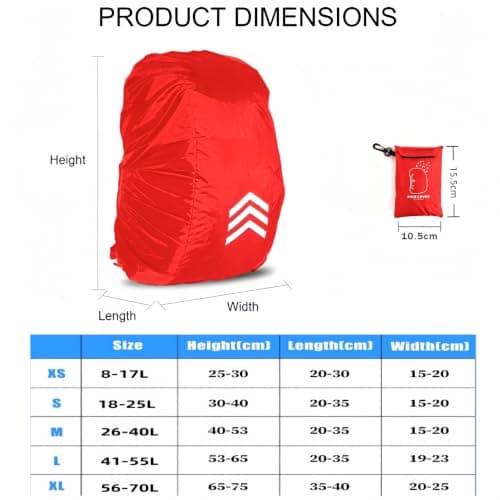 GUKOY Waterproof Rain Cover with Reflective Strap for Backpack, 2 Adjustable Anti Slip Cross Buckle Strap, Rainproof Snowproof Dustproof Anti-Frost Covers, Red S (for 18-25L backpack) — view 5