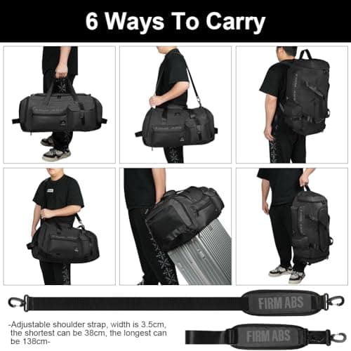Flintronic Gym Duffle Sports Bag, 65L 3-in-1 Waterproof Gym Duffle Bag, Gym Sports Bag with Shoes Compartment+Wet Pocket, Travel Duffel Bag with Shoulder Strap+Backpack Function for Sports Travel — view 5