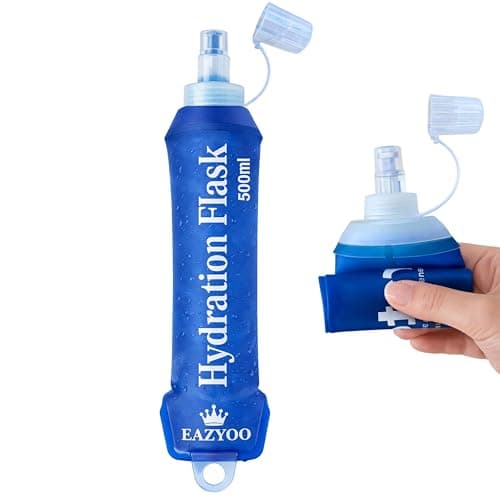Soft Flask 500ml | Collapsible Running Water Bottle | Lightweight Hydration Flask for Hiking, Gym, Winter Camping and Outdoor Travel, Fold Up Hydrapak, BPA Free – Blue 1pcs