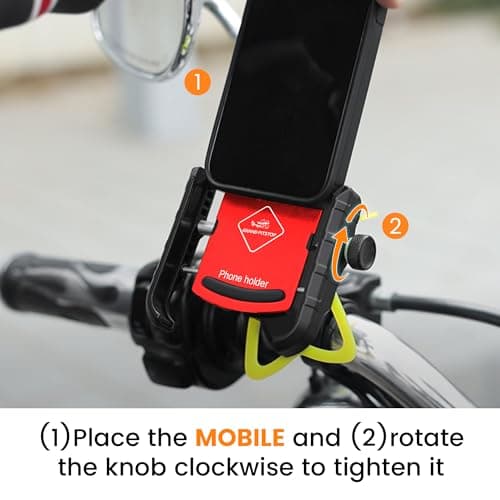 GRAND PITSTOP Motorcycle Phone Mount Aluminium Handlebar/Rear-View Mirror Bike Cellphone Holder Sturdy for Iphone Samsung Google Nokia 3.5-6.8 inch Other Smartphones (Red) — view 6