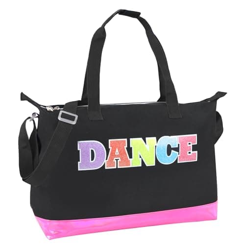 MADISON & DAKOTA Garment Dance Shoulder Bags for Girls, Teen Dancers, Costumes, Boys | Holographic Glitter Dance Bag for Kids, Dance Black & Pink
