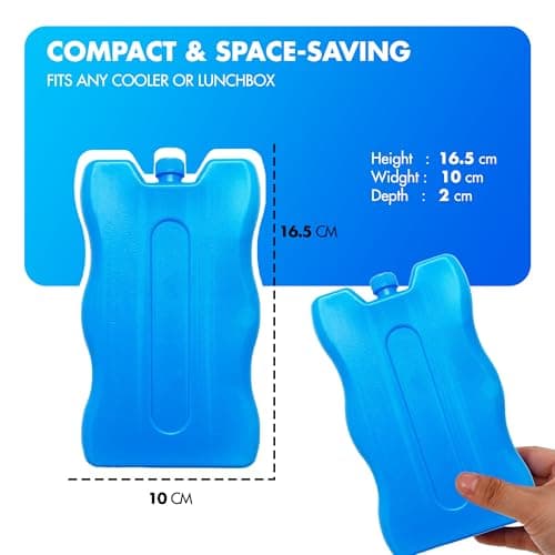 UR CHOICE Freezer Blocks – 6 Pack | Long-Lasting Reusable Ice Packs for Cool Bags, Lunch Boxes & Coolers – Leakproof, Slim & Lightweight – Keeps Food Fresh & Drinks Cold for Camping, Travel & Picnic — view 2