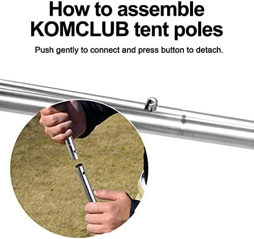 KOMCLUB 78" 0.5mm Thick 2PC Stainless Steel Adjustable Camping Tarp Poles‌ — view 4