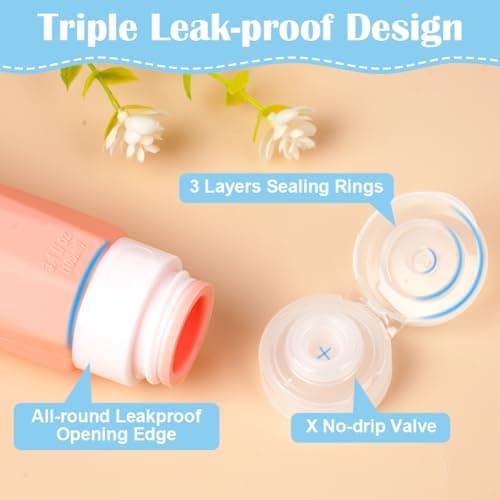 OSDUE Silicone Travel Bottle, 7 Pack Set 100ml Squeezy Travel Bottles Leak Proof Refillable Squeezable Containers Pots for Lotion Liquid Shampoos Soap and Toiletries — view 5