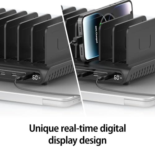 Unitek 60W 10 Port USB Charging Station for Multiple Devices & LED Display — view 3