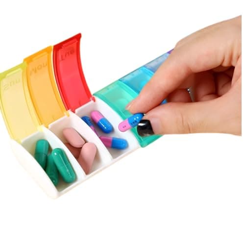 Weekly Pill Organiser 7 Day, Daily Pill Box, Portable Medicine Tablet & Vitamin Storage Case, Rainbow Medication Dispenser for Travel, Home & Office — view 4
