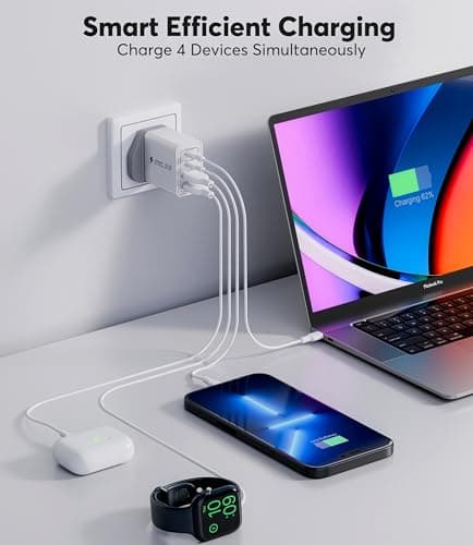 USB C Fast Charger Plug, 40W 4-Port Multi USB Charging Plug UK Dual Port PD Power Adapter + QC Multiport Mains Wall Charger Type C for iPhone 16 15 14 13 12 11 Pro Max XS XR, Samsung, iPad — view 3