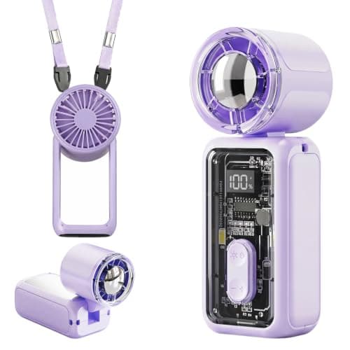 Portable Handheld Turbo Fan, 199 Speeds Rechargeable Mini Hand Held Fans with Digital Display & LED Light, Small Battery Powered Folding Personal Fan, Desk Pocket Fan for Travel Holiday Essentials