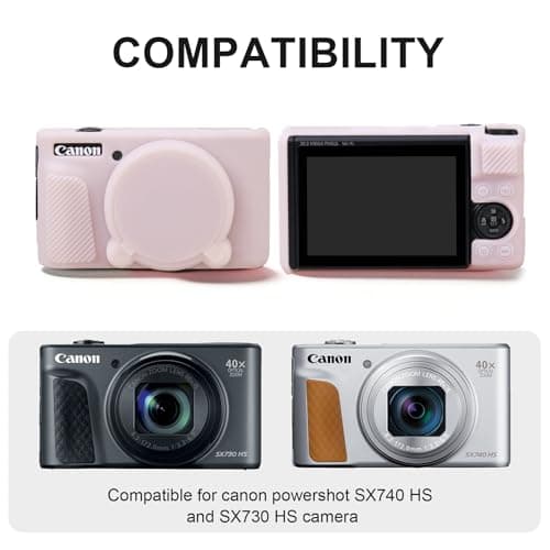 BOVKE Hard Case+Silicone Cover for Canon PowerShot SX740 Camera, Jelly Pink — view 3