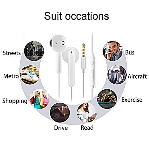 2 Pack Earphones, In-Ear Headphones Wired Earbuds, Noise Isolating Headset With Microphone, Compatible with Phone Pad Samsung HuaWei MP3 Players Smartphones and Laptops — view 5