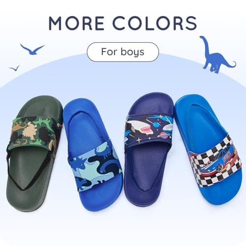 FUNCOO PLUS Kids Sliders Flip Flops Sandals, Blue Dinosaur Size 7/8 — view 6