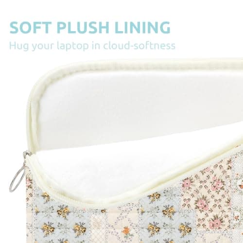Puffy Laptop Sleeve 13 Inch Cute Floral Laptop Case Soft Quilted Computer Case Protective Cover for MacBook Notebook — view 3