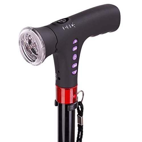 Seniors Walking Stick - Adjustable Folding Cane | Travel Folding Cane with LED Light, Alarm, Radio, and Cushioned Handle, Portable Walking Stick Perfect for Elderly and Disabled Men and Women